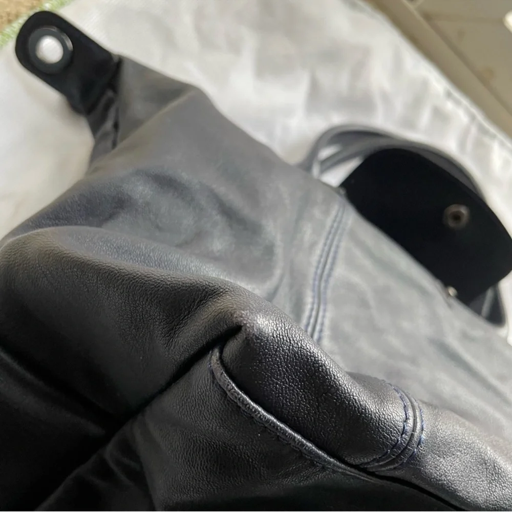 Dark Navy Blue Longchamp Le Pliage cuir - Picture 9 of 12